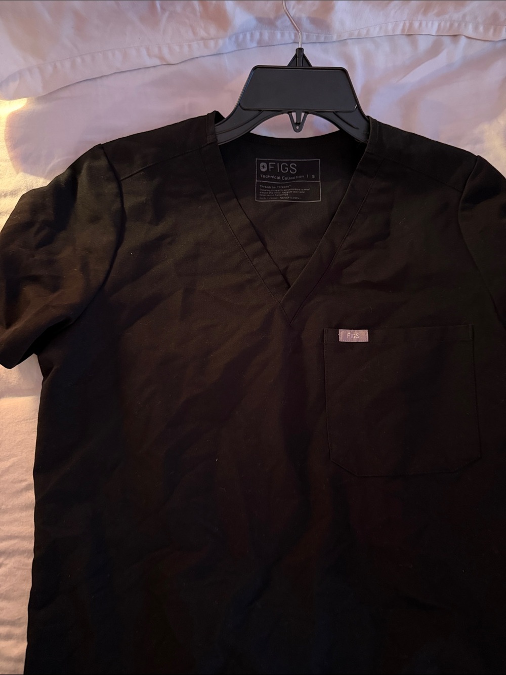 Figs Black V-Neck Medical Scrub Top small